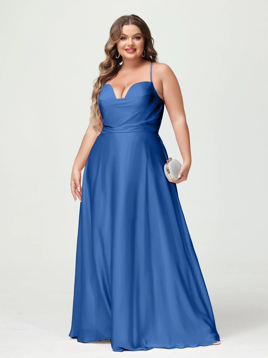 A-Line/Princess Spaghetti Straps Sleeveless Plus Size Bridesmaid Dresses - Image 42