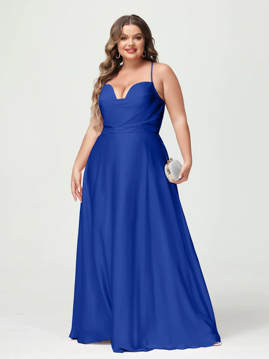 A-Line/Princess Spaghetti Straps Sleeveless Plus Size Bridesmaid Dresses - Image 43