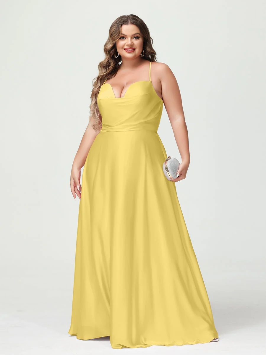 A-Line/Princess Spaghetti Straps Sleeveless Plus Size Bridesmaid Dresses - Image 53
