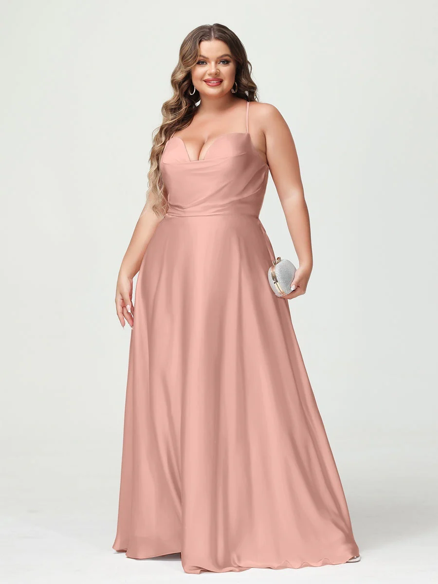 A-Line/Princess Spaghetti Straps Sleeveless Plus Size Bridesmaid Dresses - Image 7