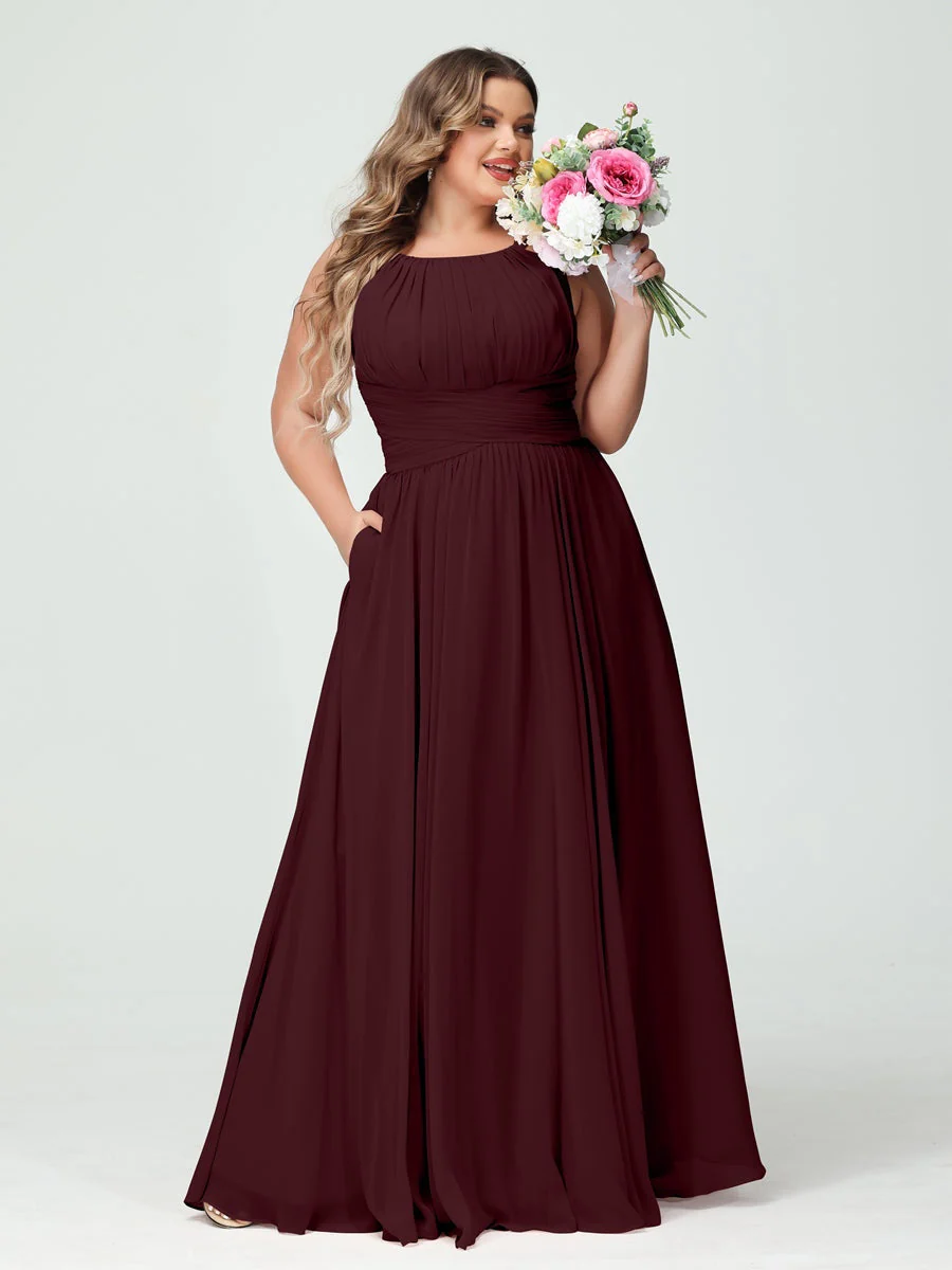 A-Line/Princess Spaghetti Straps Sleeveless Plus Size Bridesmaid Dresses with Pockets - Image 13