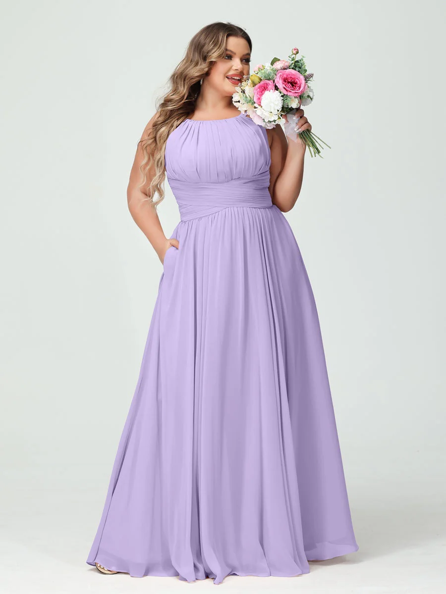 A-Line/Princess Spaghetti Straps Sleeveless Plus Size Bridesmaid Dresses with Pockets - Image 15