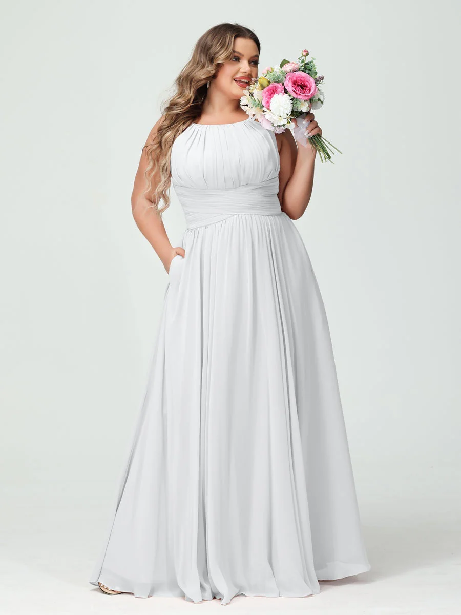 A-Line/Princess Spaghetti Straps Sleeveless Plus Size Bridesmaid Dresses with Pockets - Image 20