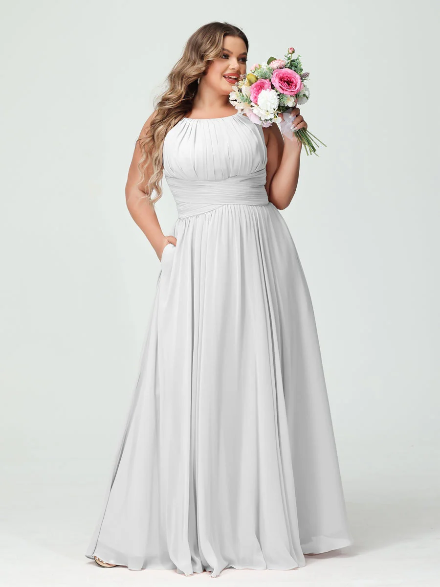 A-Line/Princess Spaghetti Straps Sleeveless Plus Size Bridesmaid Dresses with Pockets - Image 21