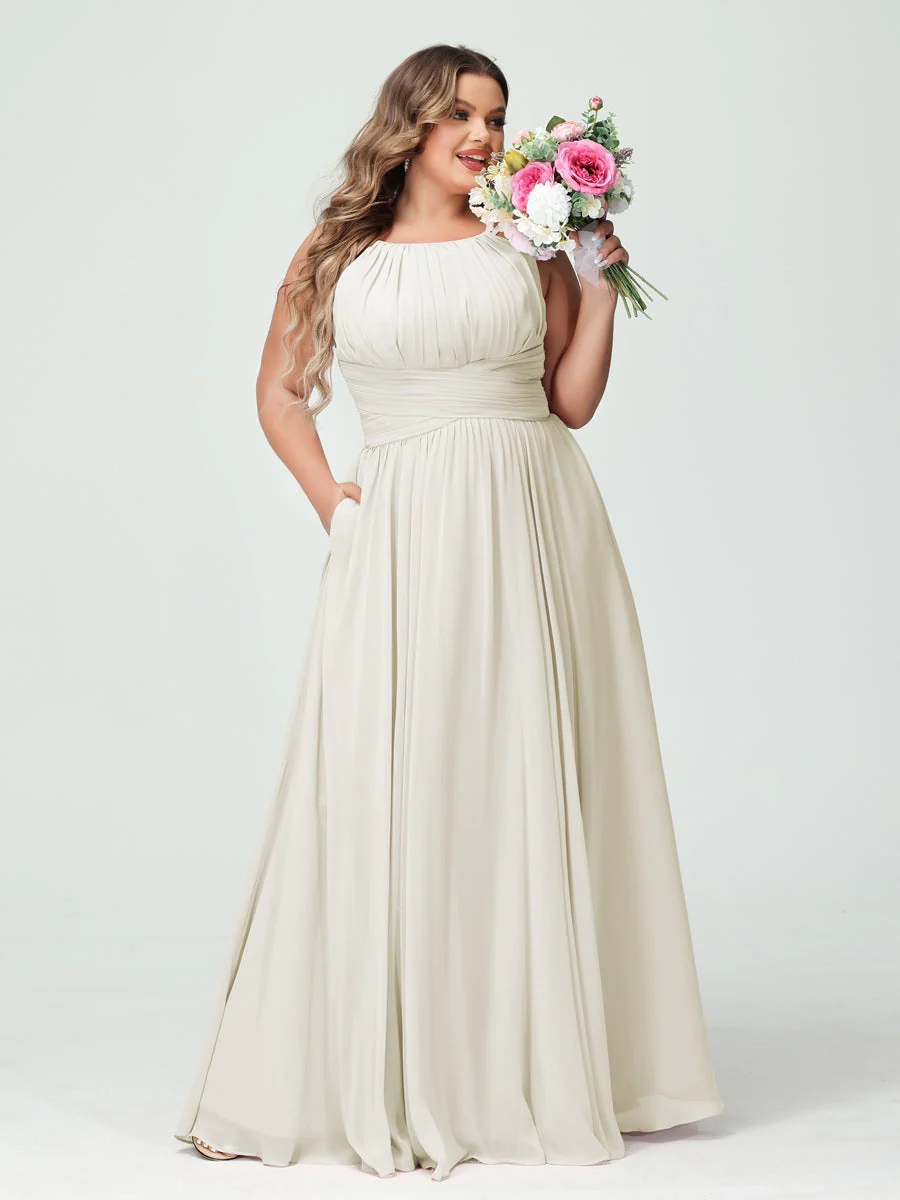 A-Line/Princess Spaghetti Straps Sleeveless Plus Size Bridesmaid Dresses with Pockets - Image 22