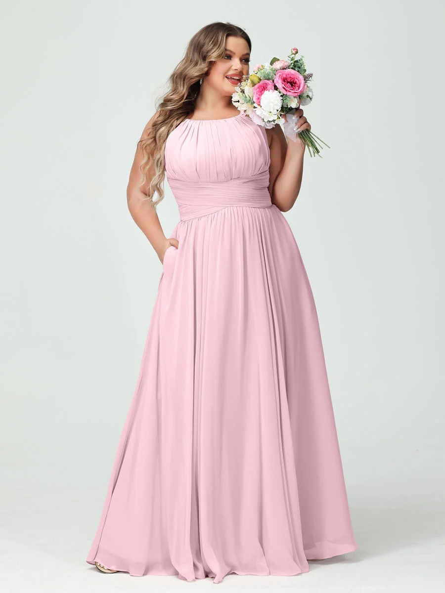 A-Line/Princess Spaghetti Straps Sleeveless Plus Size Bridesmaid Dresses with Pockets - Image 26