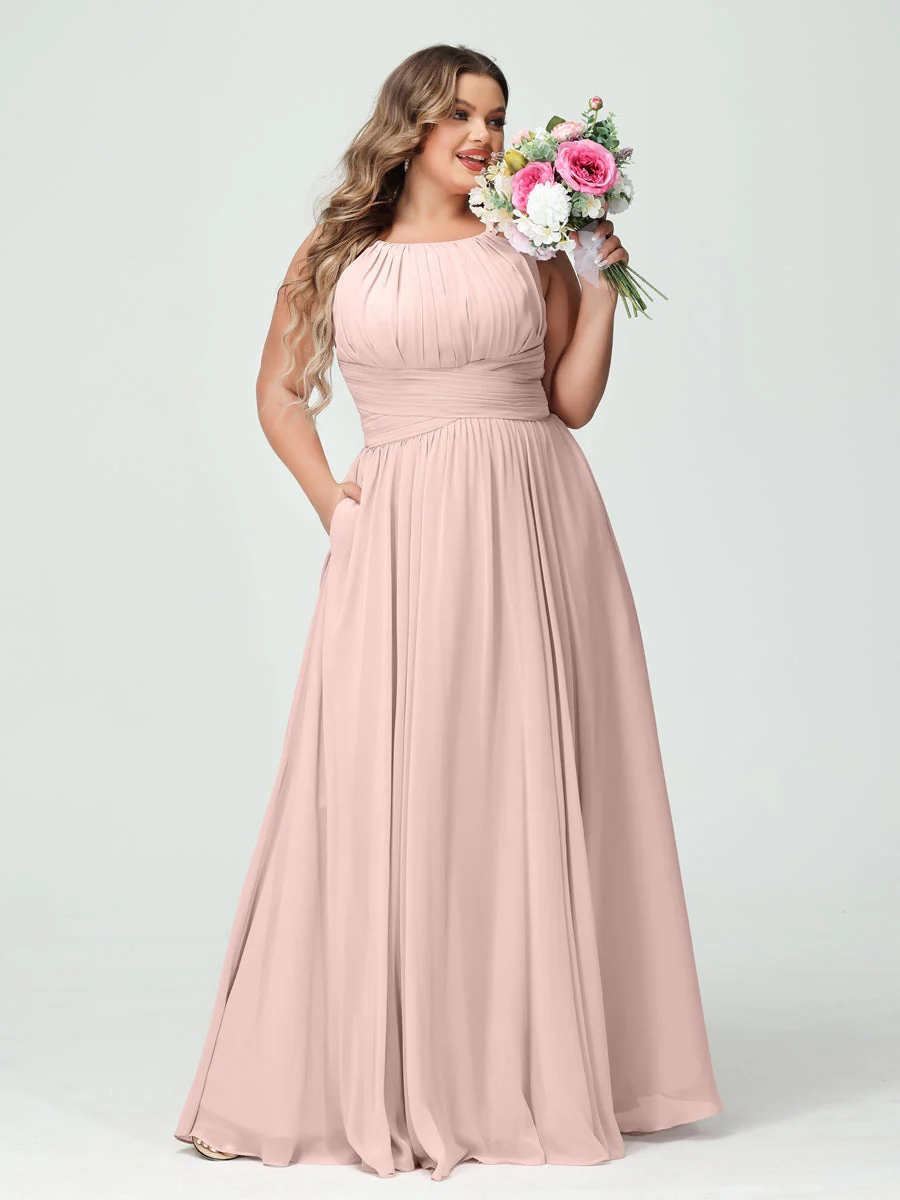 A-Line/Princess Spaghetti Straps Sleeveless Plus Size Bridesmaid Dresses with Pockets - Image 27