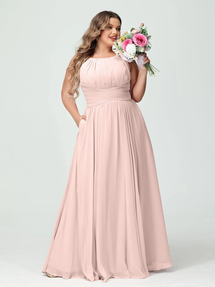 A-Line/Princess Spaghetti Straps Sleeveless Plus Size Bridesmaid Dresses with Pockets - Image 28