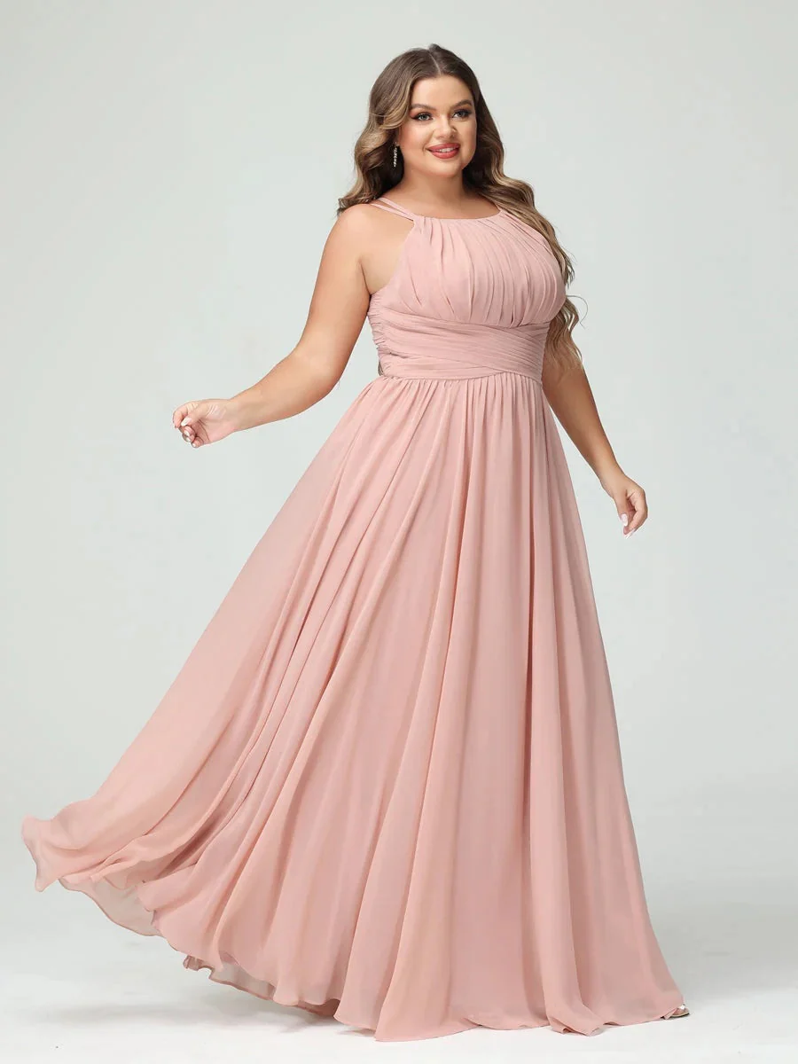 A-Line/Princess Spaghetti Straps Sleeveless Plus Size Bridesmaid Dresses with Pockets - Image 5