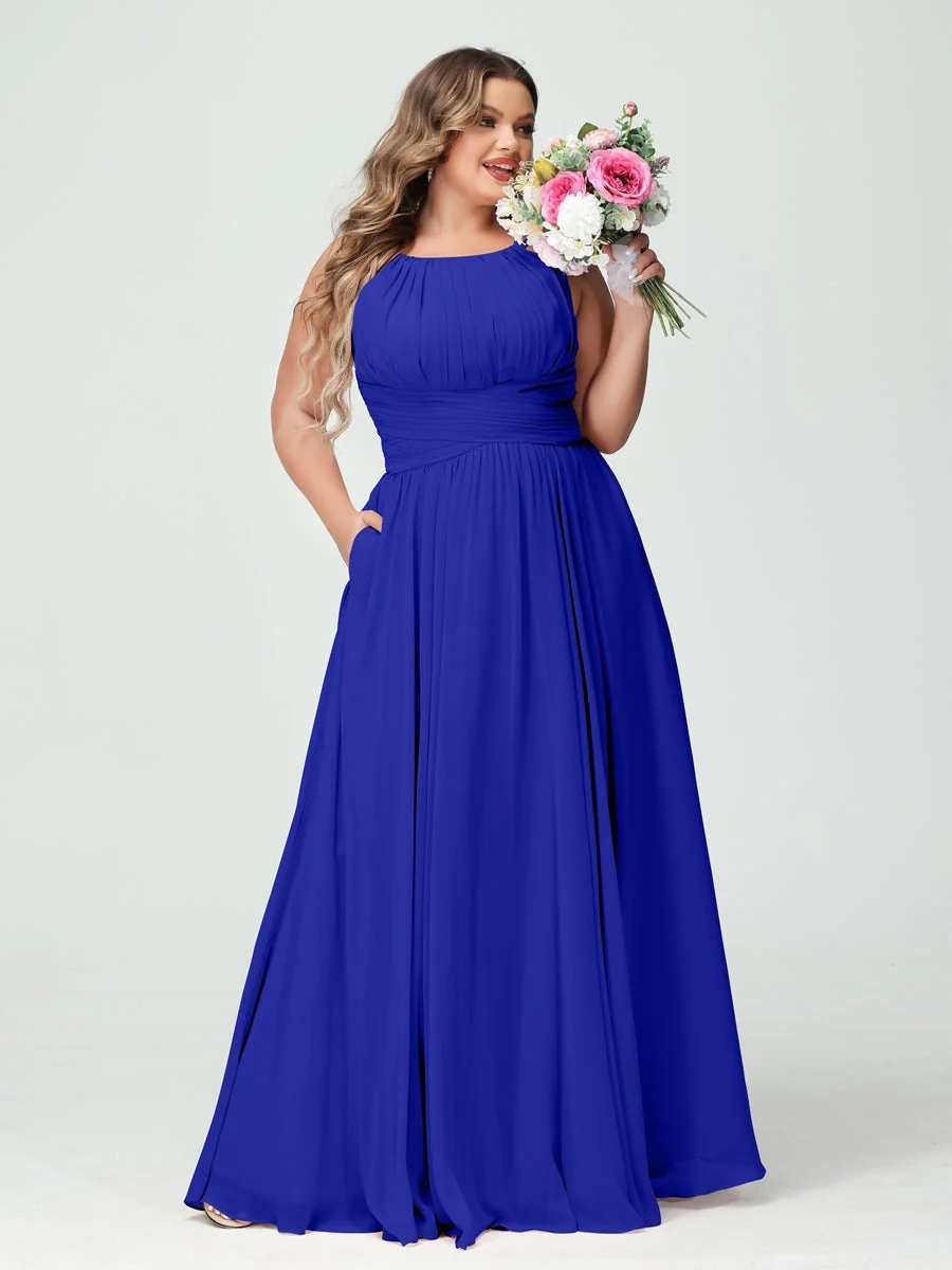 A-Line/Princess Spaghetti Straps Sleeveless Plus Size Bridesmaid Dresses with Pockets - Image 56