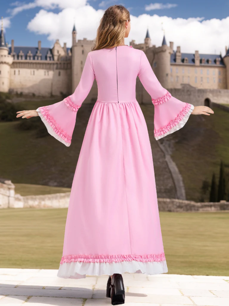 A-Line/Princess Square Neck Long Sleeves Floor-Length Medieval Palace Retro Gothic Cosplay Clothes Anime Lolita Halloween Dress - Image 2