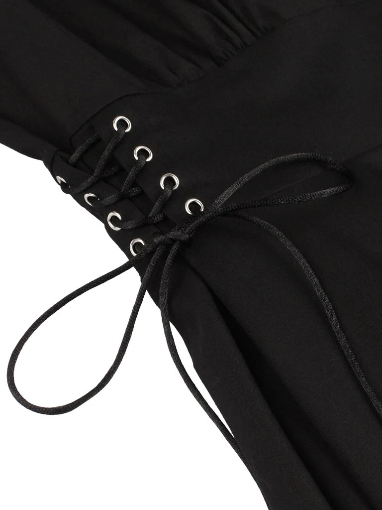 A-Line/Princess Square Neck Short Sleeves Knee-Length Halloween Performance Costumes Dress - Image 4