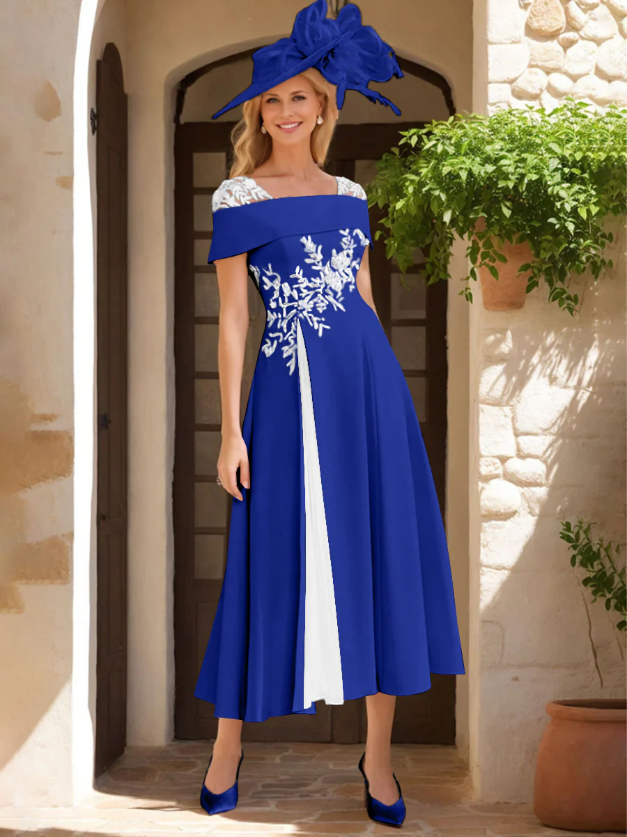 A-Line/Princess Square Neck Short Sleeves Mother of the Bride Dresses with Ruffles & Appliques - Image 23