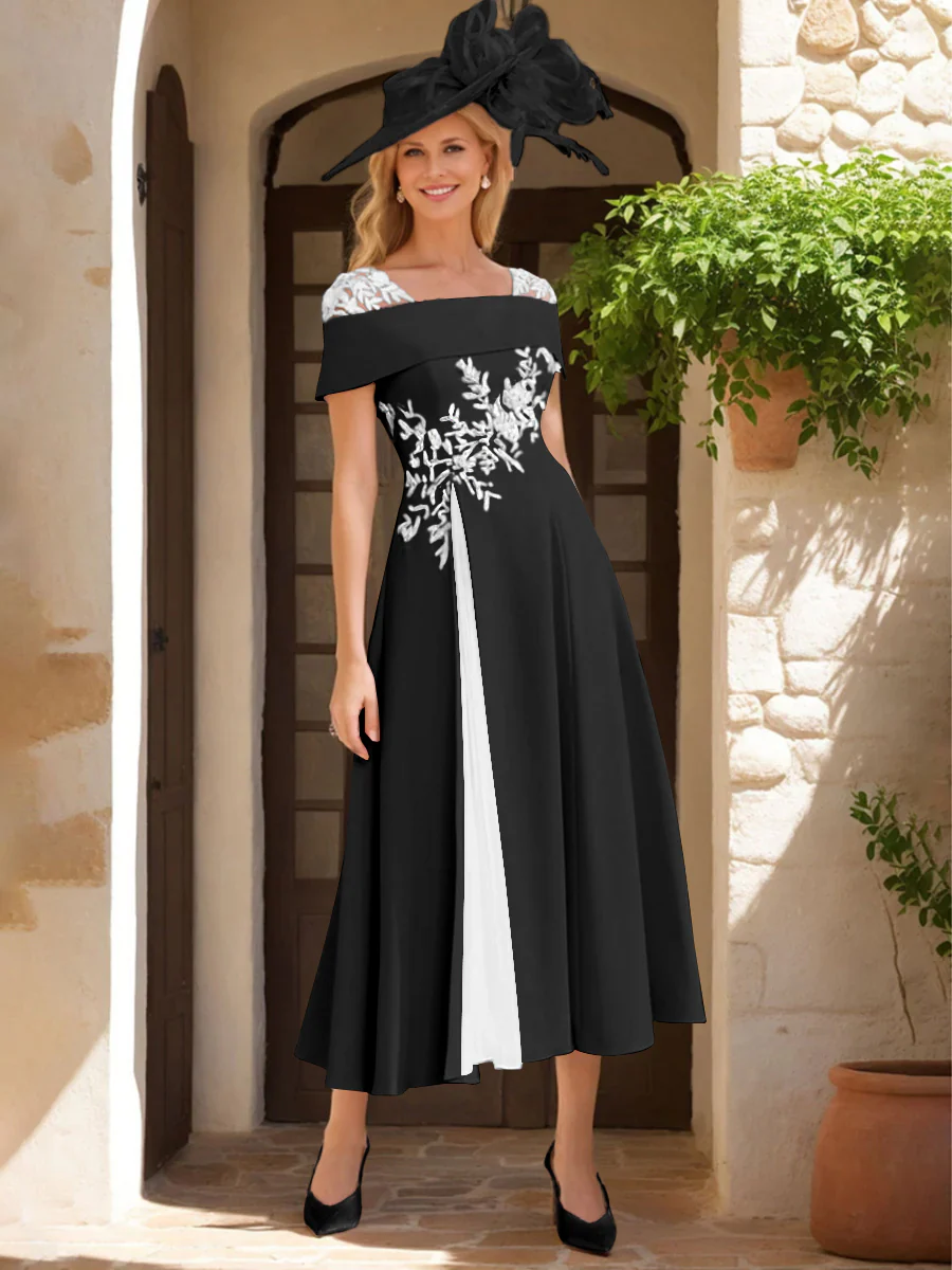 A-Line/Princess Square Neck Short Sleeves Mother of the Bride Dresses with Ruffles & Appliques - Image 33