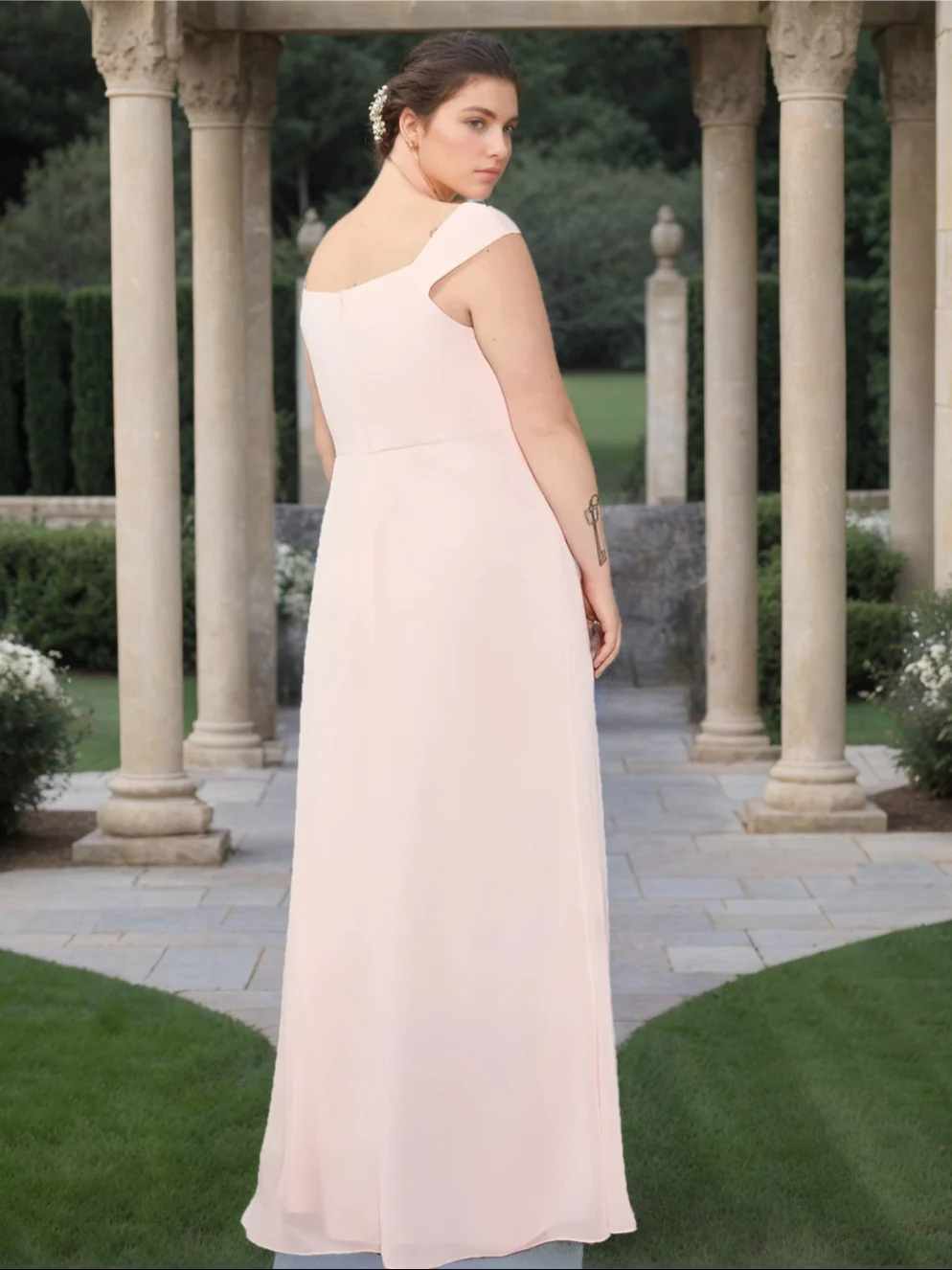 A-Line/Princess Square Neck Sleeveless Floor-Length Plus Size Bridesmaid Dresses - Image 2