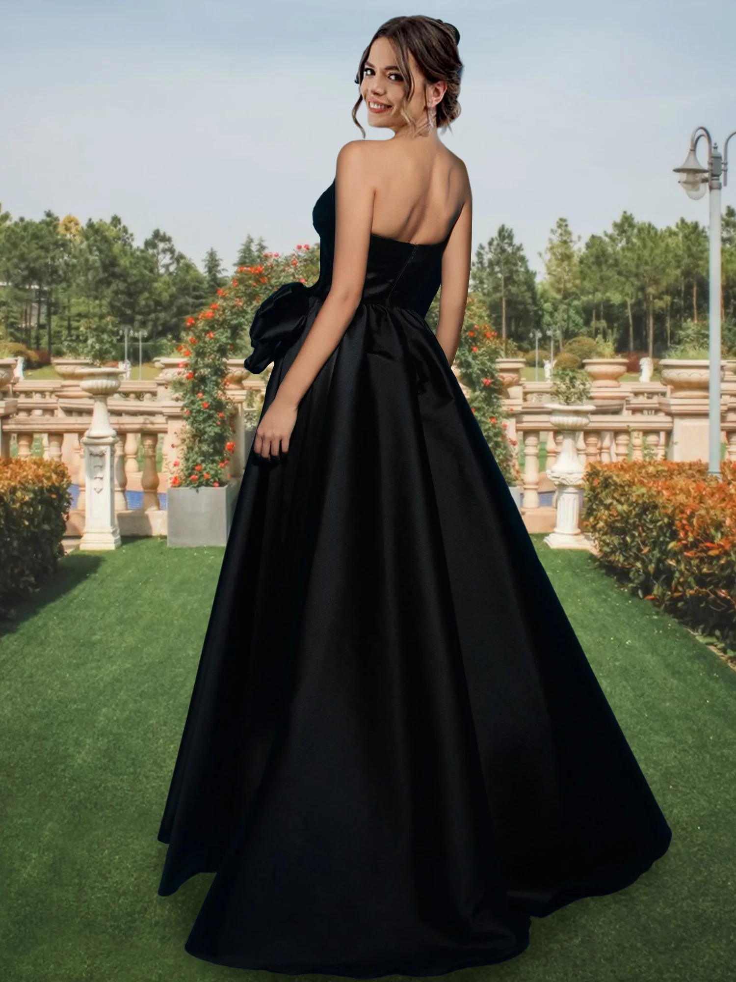 A-Line/Princess Strapless Floor-Length Evening Dresses With Split Side - Image 2