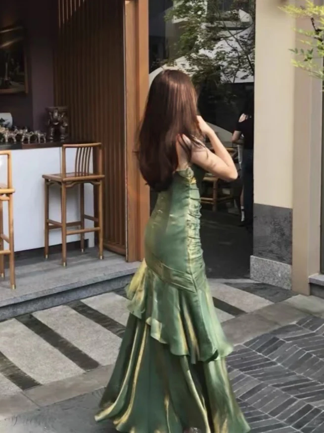A Line/Princess Strapless Sleeveless Floor-Length Evening Dress with Ruffles - Image 2