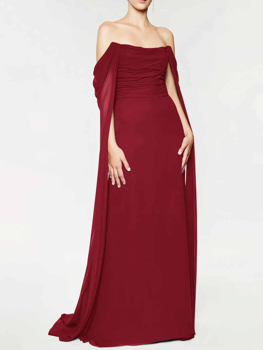 A-Line/Princess Strapless Sleeveless Floor-Length Evening Dress with Watteau Train - Image 4