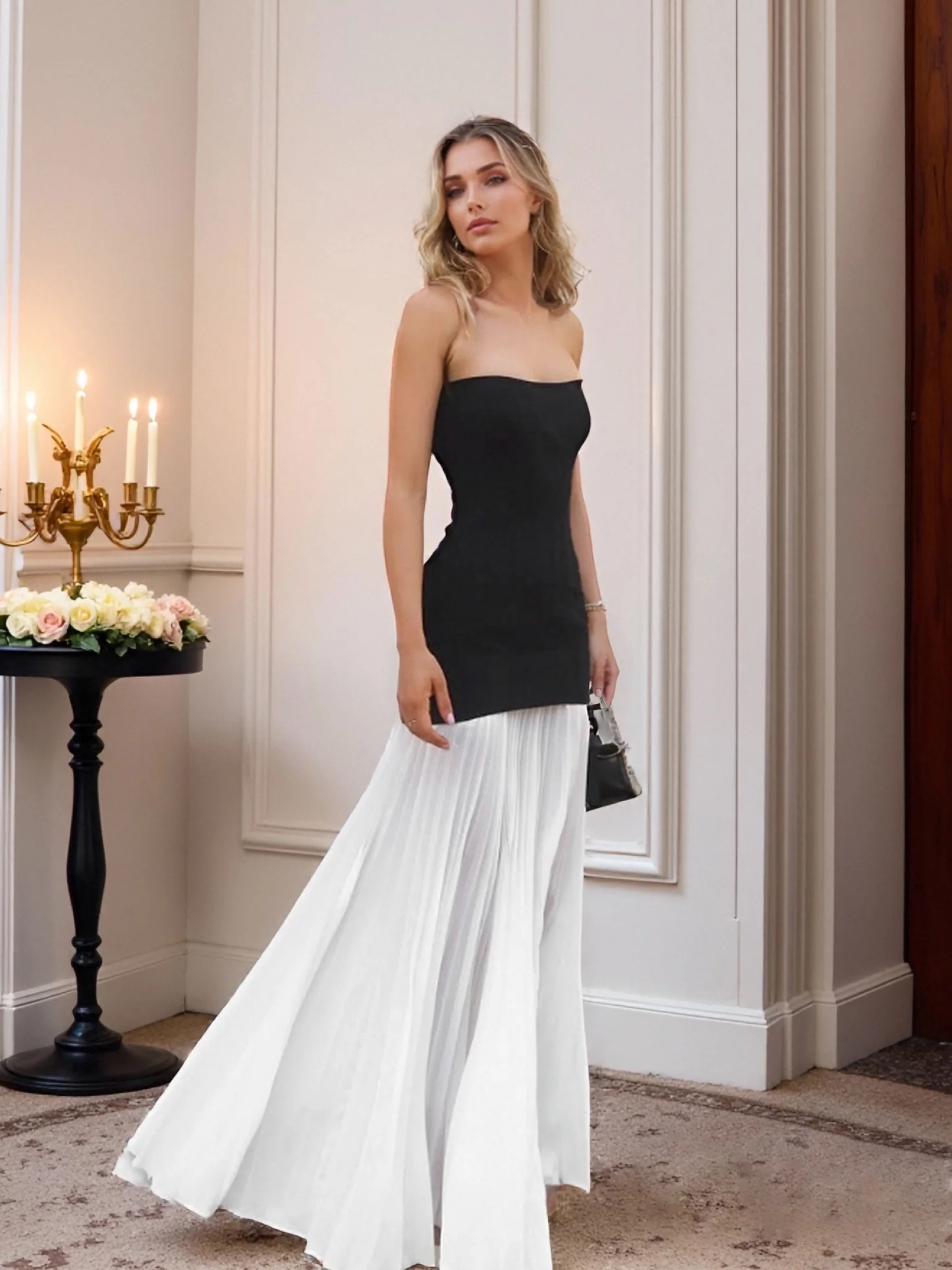 A-line/Princess Strapless Sleeveless Ruched Floor-Length Wedding Guest Dresses - Image 3