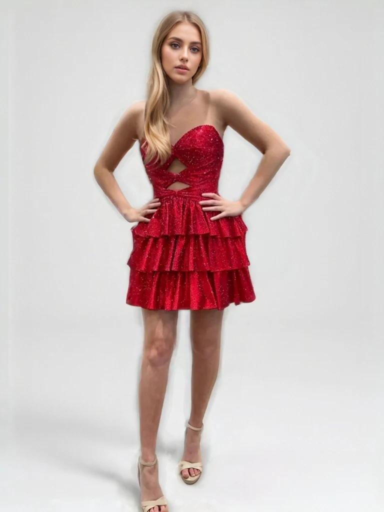 A-Line/Princess Strapless Sleeveless Short/Mini Homecoming Dresses with Rhinestones & Ruffles - Image 10