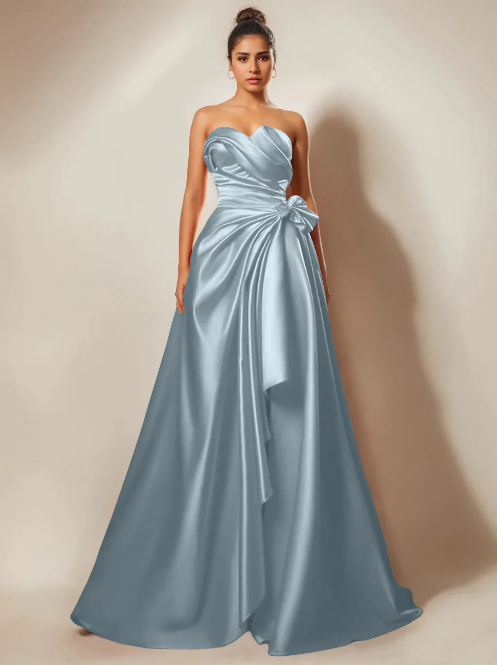 A-Line/Princess Evening Dresses Strapless Sweetheart Floor-Length Prom Party Dresses With Ruched & Split Side - Image 6