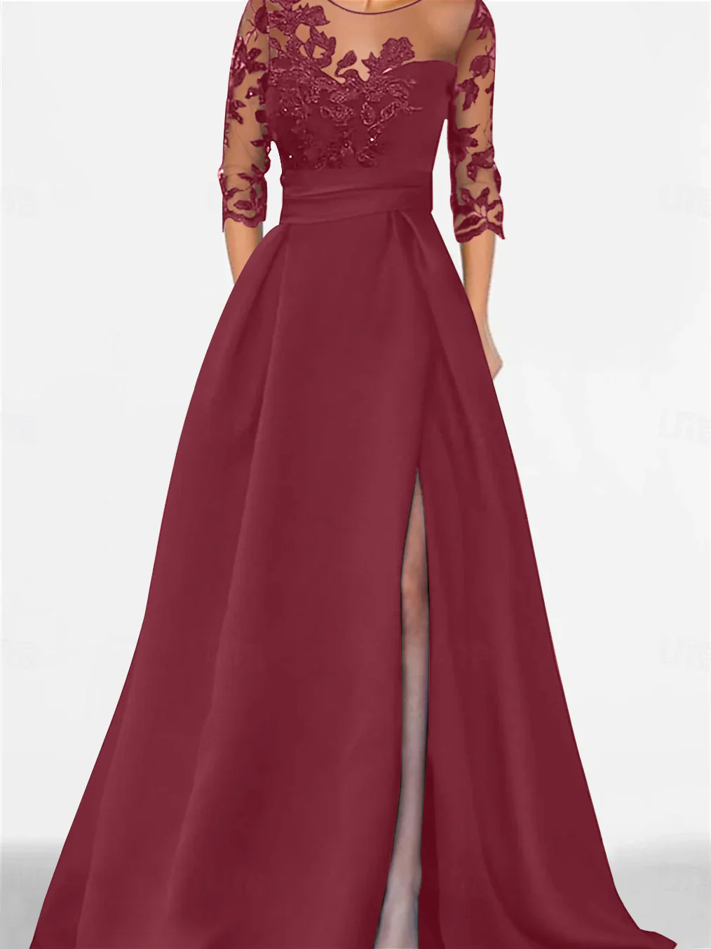A-Line/Princess Sweetheart 3/4 Sleeves Floor-Length Mother Of The Bride Dresses With Lace & Split Side - Image 15