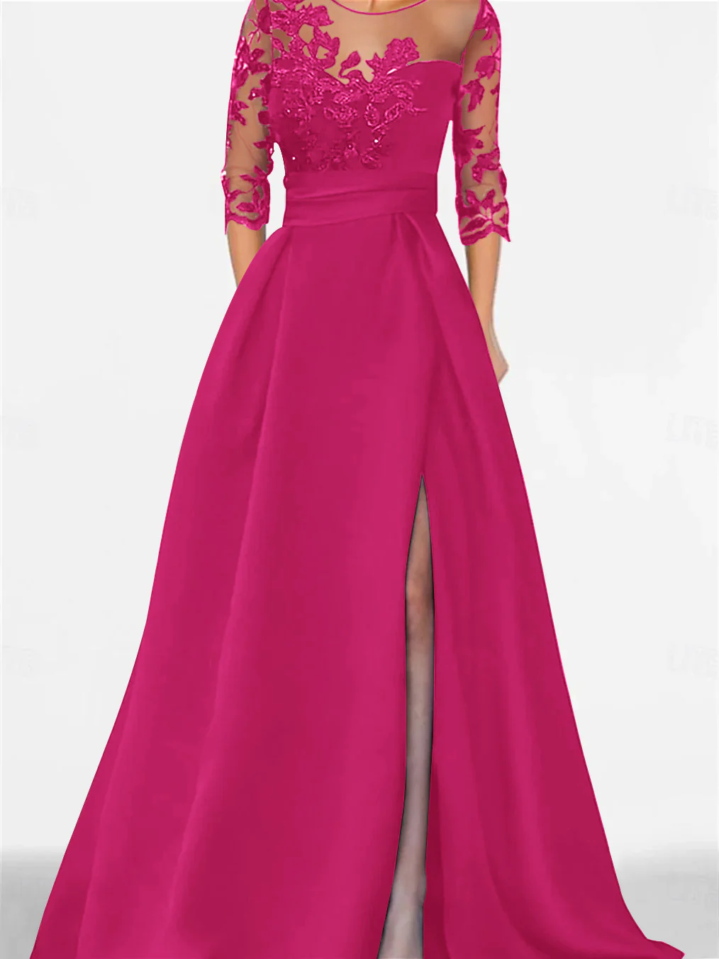 A-Line/Princess Sweetheart 3/4 Sleeves Floor-Length Mother Of The Bride Dresses With Lace & Split Side - Image 26
