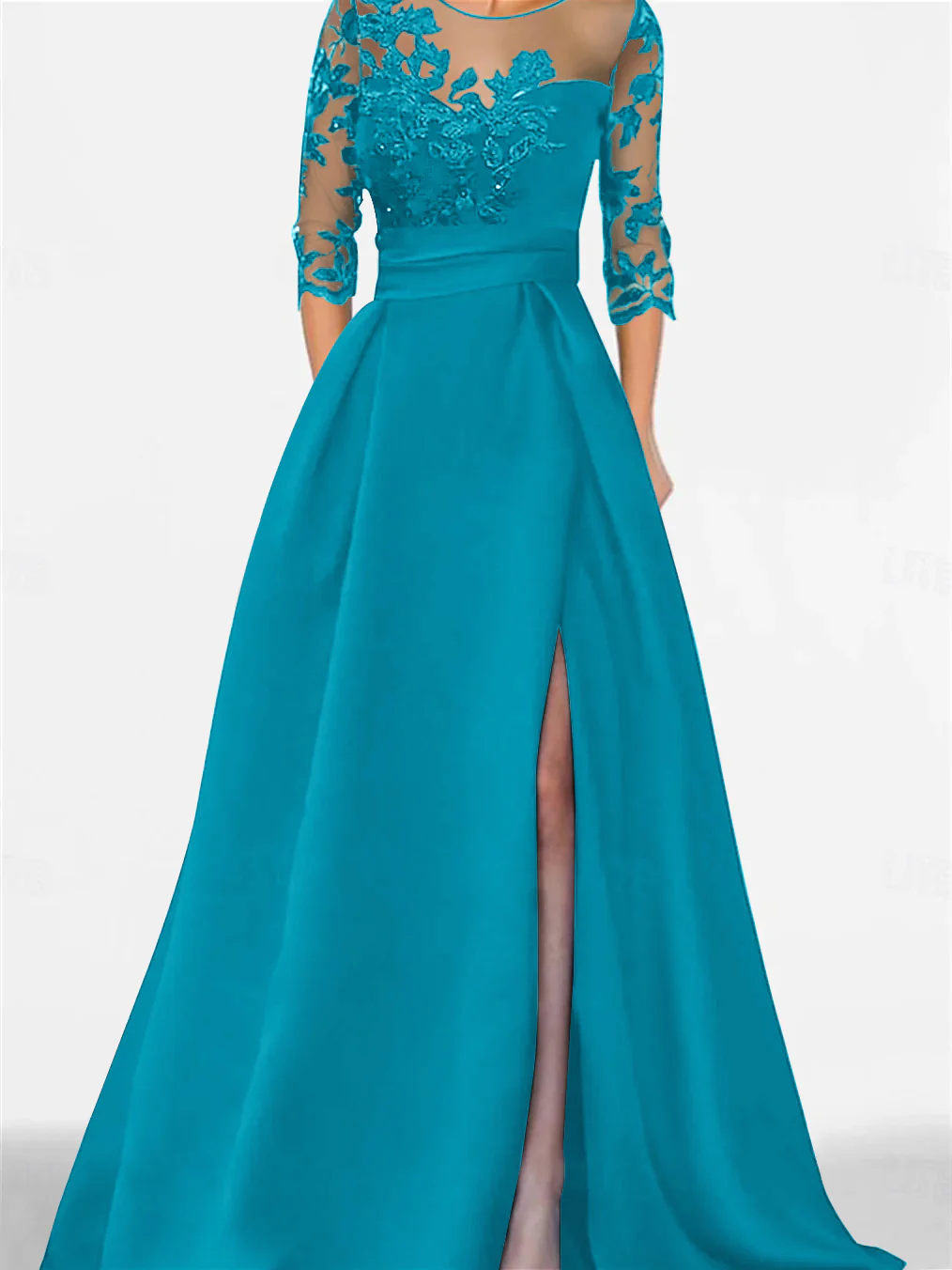 A-Line/Princess Sweetheart 3/4 Sleeves Floor-Length Mother Of The Bride Dresses With Lace & Split Side - Image 38