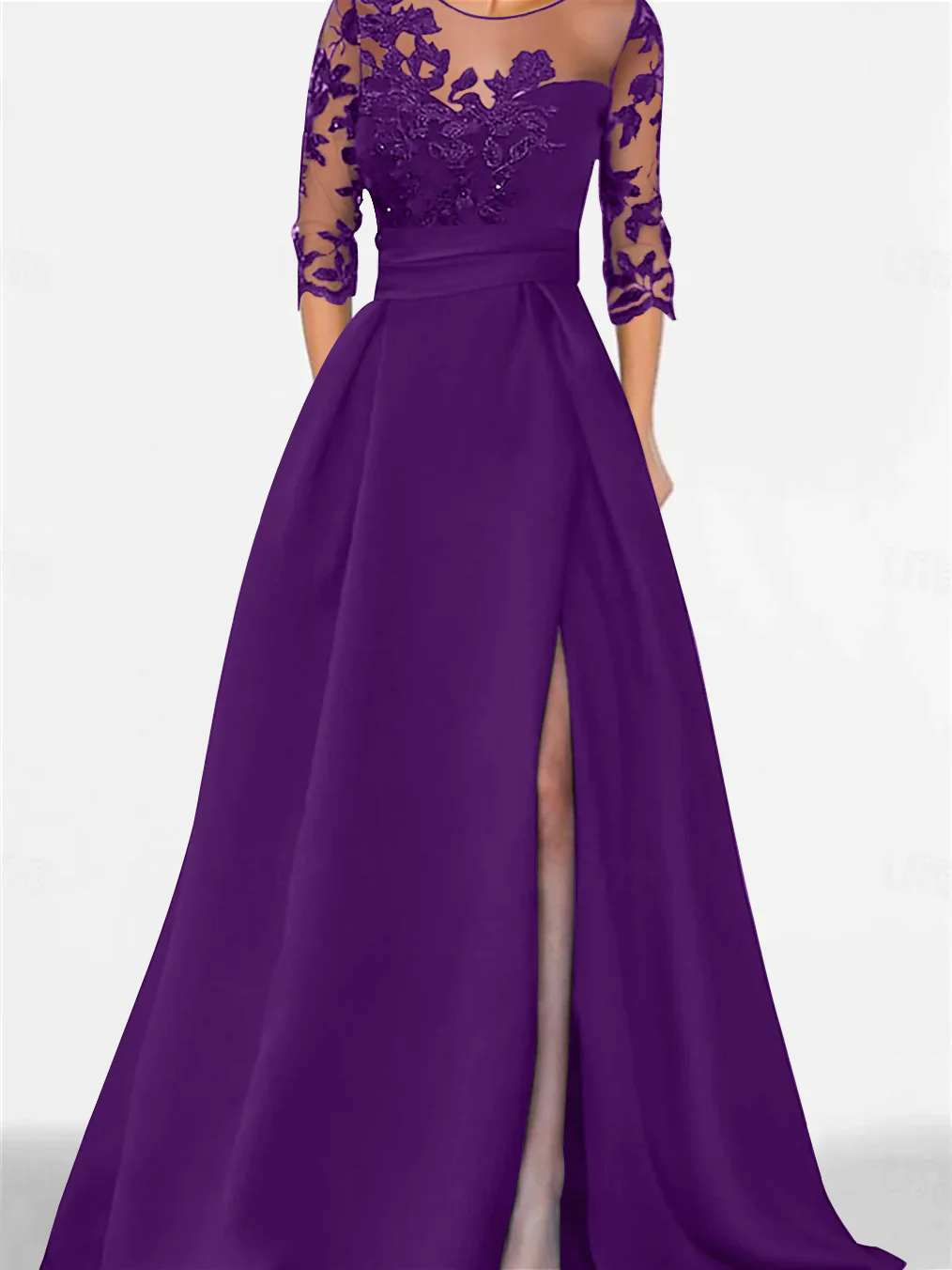 A-Line/Princess Sweetheart 3/4 Sleeves Floor-Length Mother Of The Bride Dresses With Lace & Split Side - Image 44