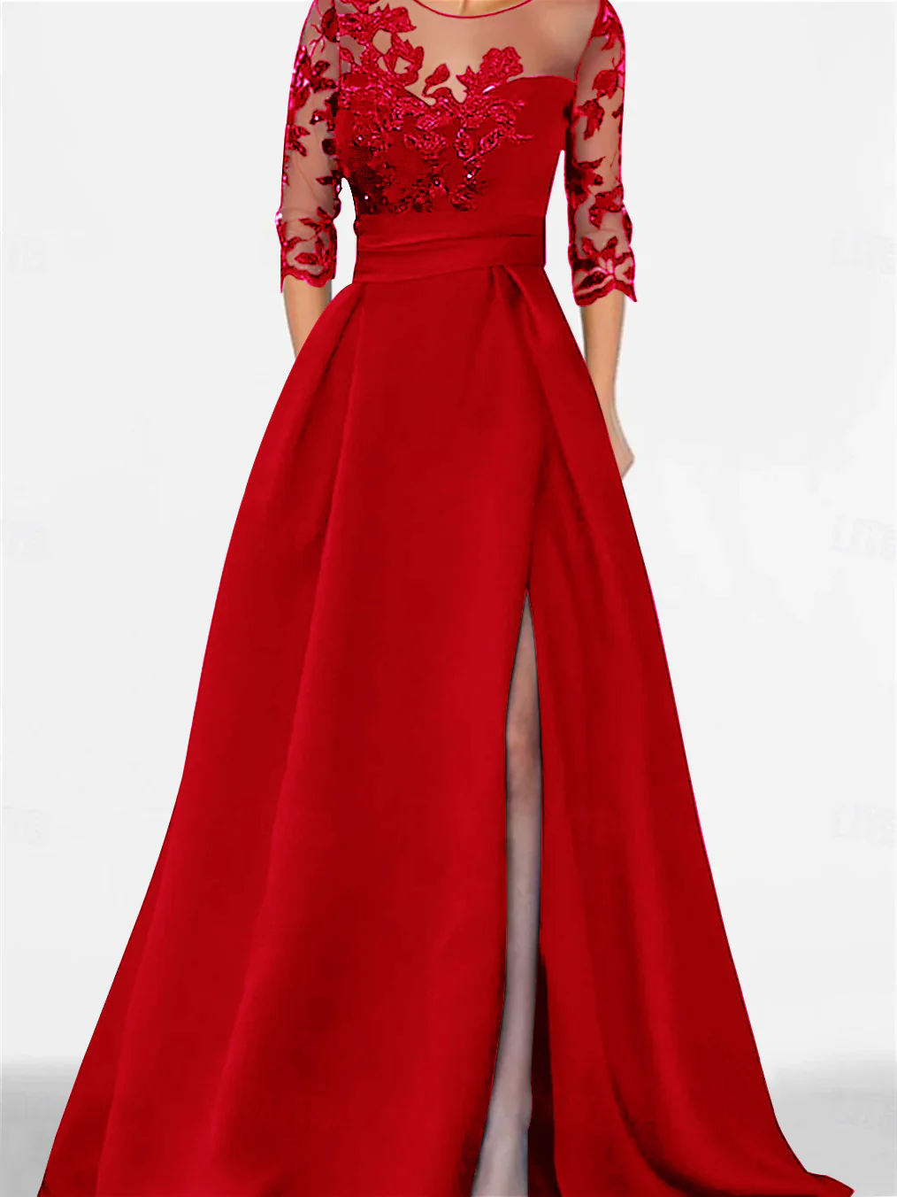 A-Line/Princess Sweetheart 3/4 Sleeves Floor-Length Mother Of The Bride Dresses With Lace & Split Side - Image 46