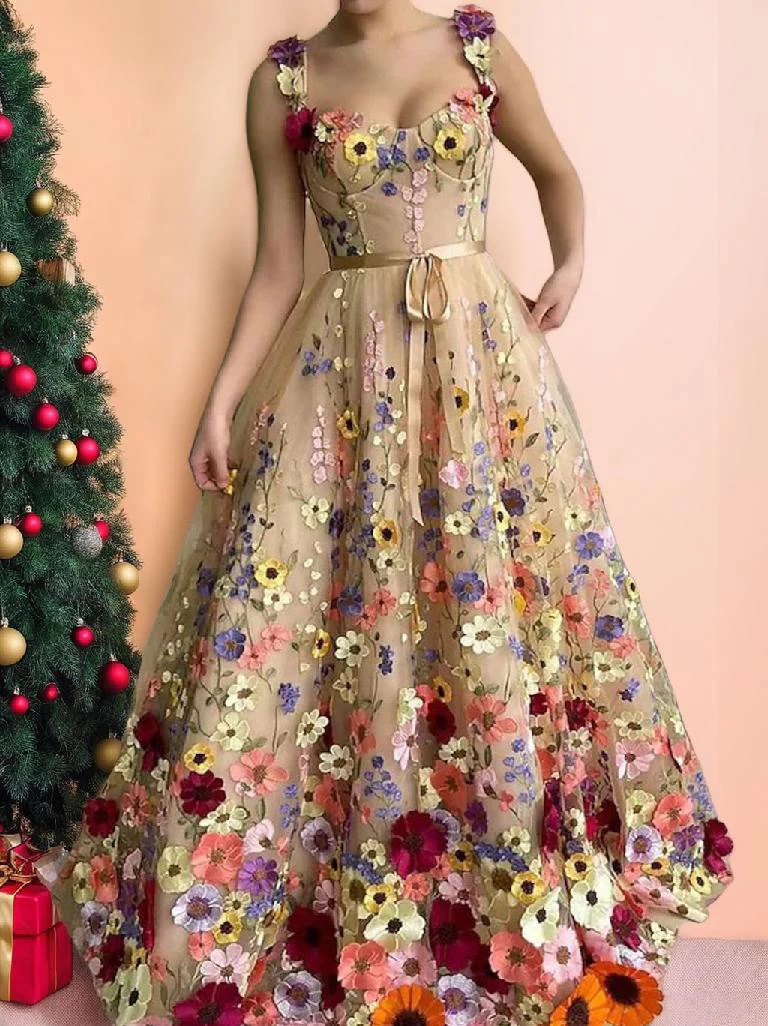 A-Line/Princess Sweetheart Long Prom Dresses With Embroidery - Image 3