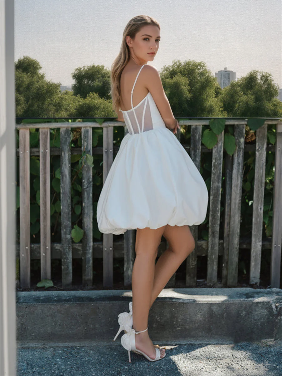 A-Line/Princess Sweetheart Sleeveless Mini Wedding Dress - Image 2