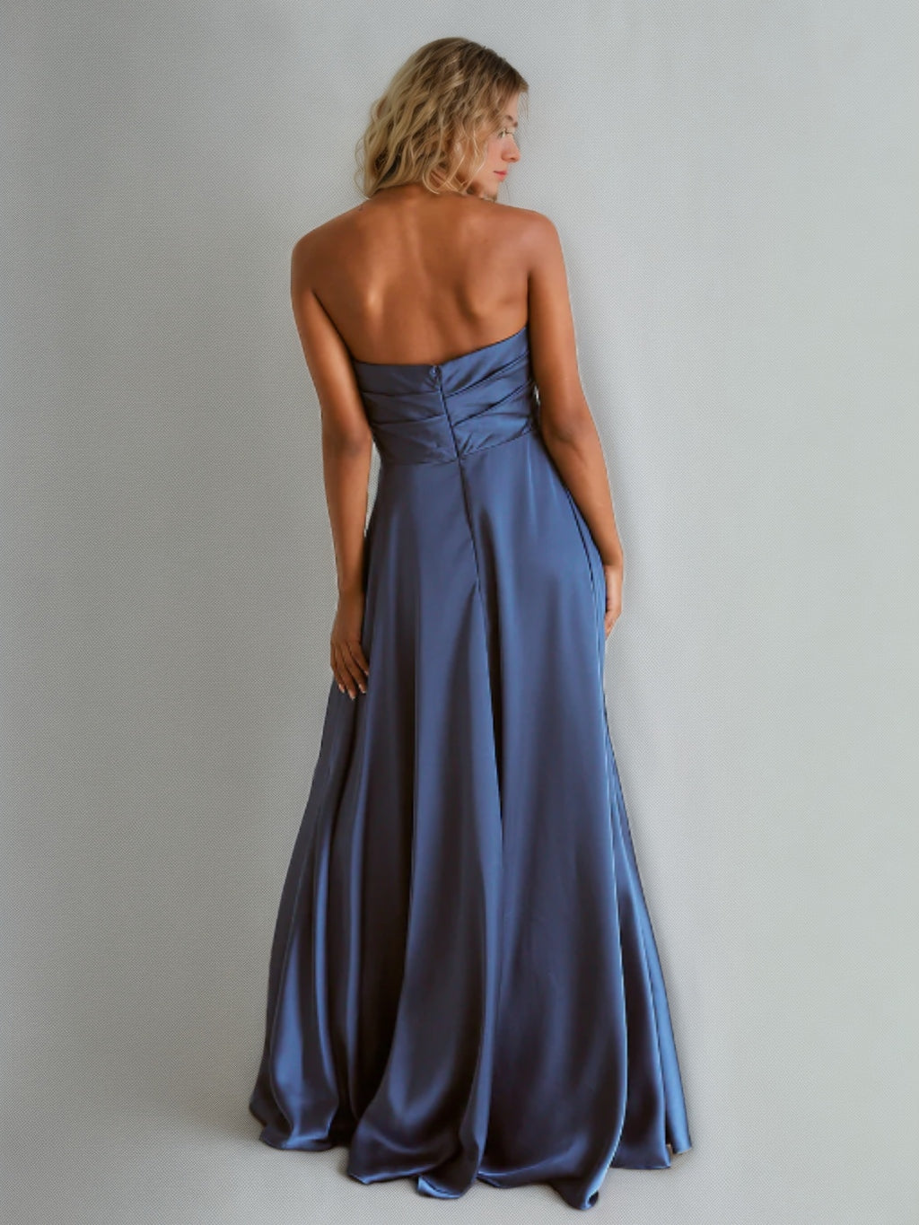 A-Line/Princess Sweetheart Sleeveless Ruched Floor-Length Backless Pleated Bridesmaid Dresses - Image 2
