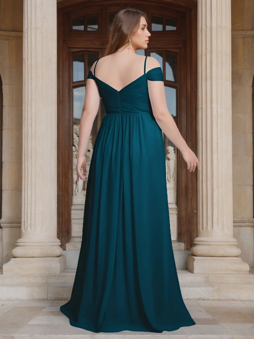 A-Line/Princess Sweetheart Spaghetti Straps Floor-Length Plus Size Bridesmaid Dresses with Split Side - Image 2