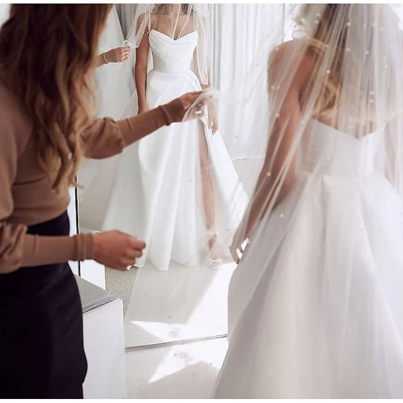 A-Line/Princess Sweetheart Wedding Dresses Court Train With Split Front - Image 7