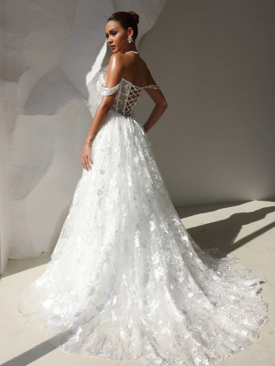 A-Line/Princess Sweetheart Wedding Dresses Lace Sweep Train/Brush Train - Image 2