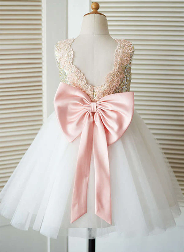 A-Line/Princess Tulle Flower Girl Dresses With Bowknot - Image 2