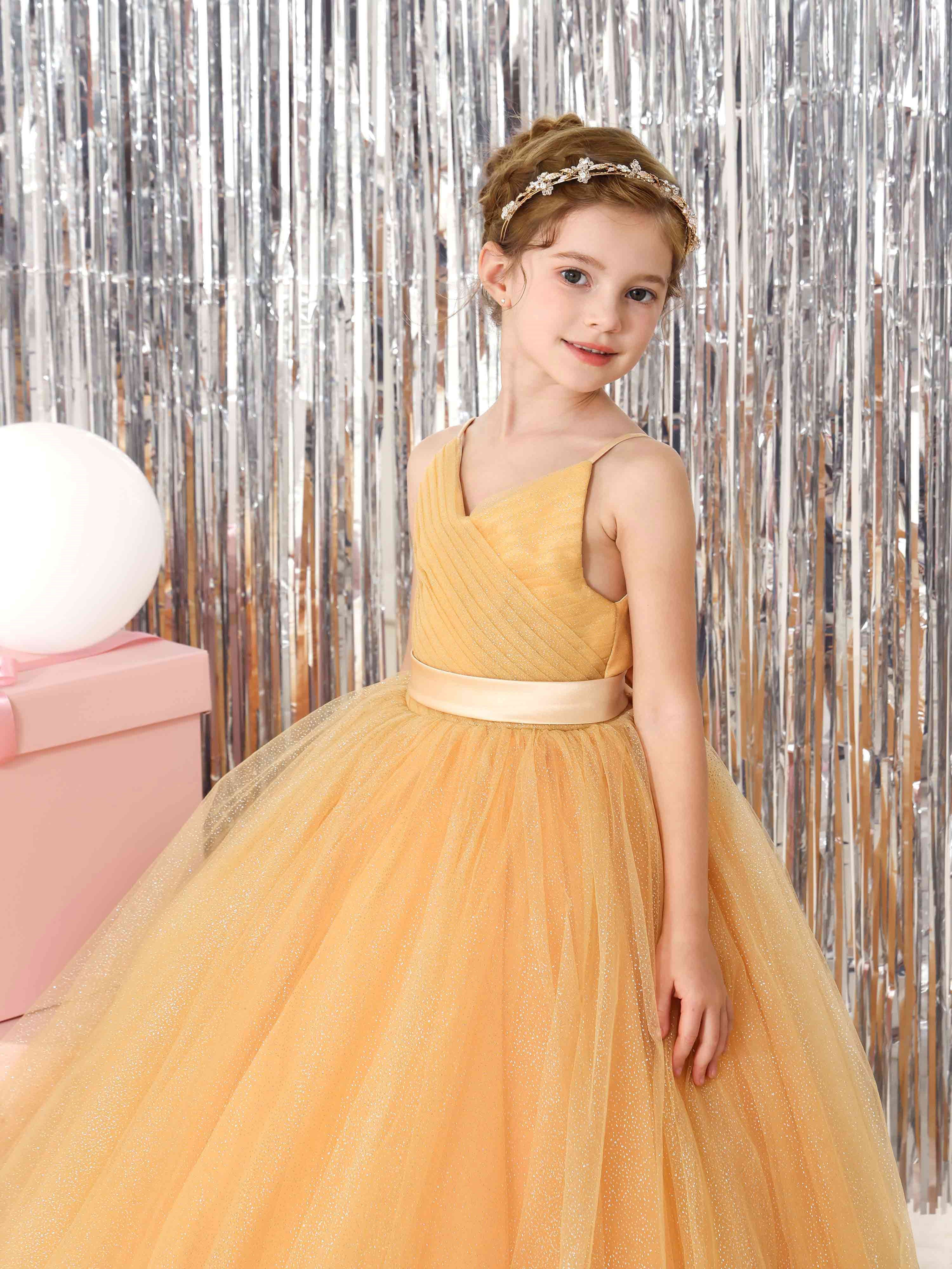 Ball-Gown Tulle Sleeveless V-Neck Floor-Length Flower Girl Dresses - Image 8