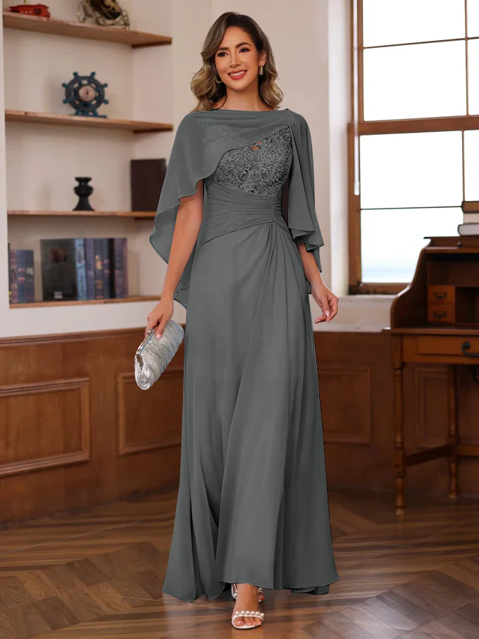 A-Line/Princess V-Neck 2 Pics Floor-Length Mother of the Bride Dresses with Appliques, Ruffles & Wrap - Image 21