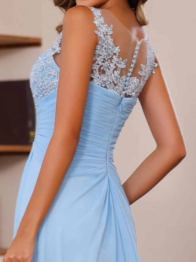 A-Line/Princess V-Neck 2 Pics Floor-Length Mother of the Bride Dresses with Appliques, Ruffles & Wrap - Image 10