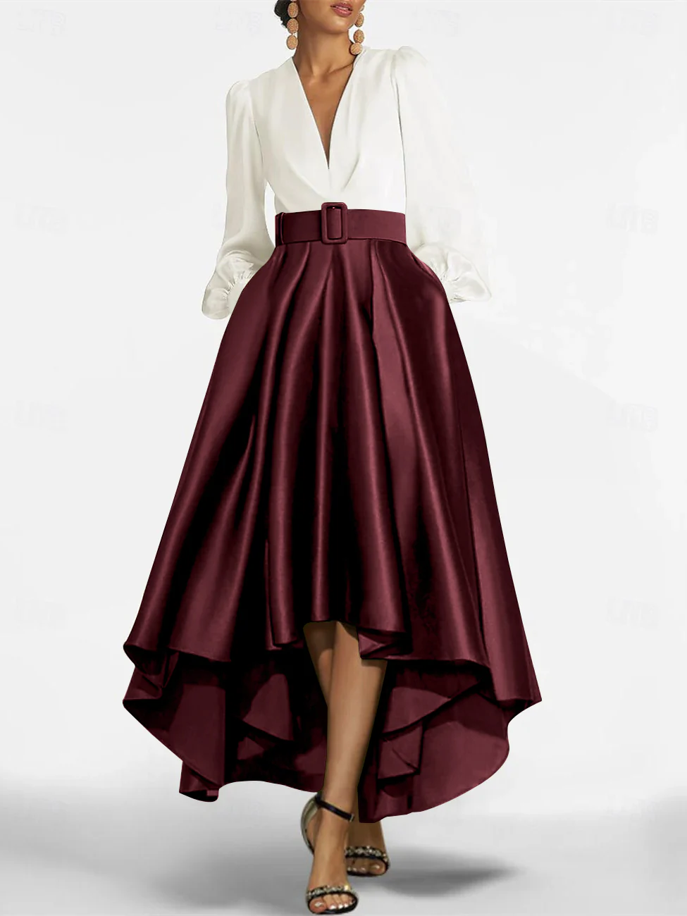 A-Line/Princess V-Neck Asymmetrical Mother Of The Bride Dresses With Belt - Image 12