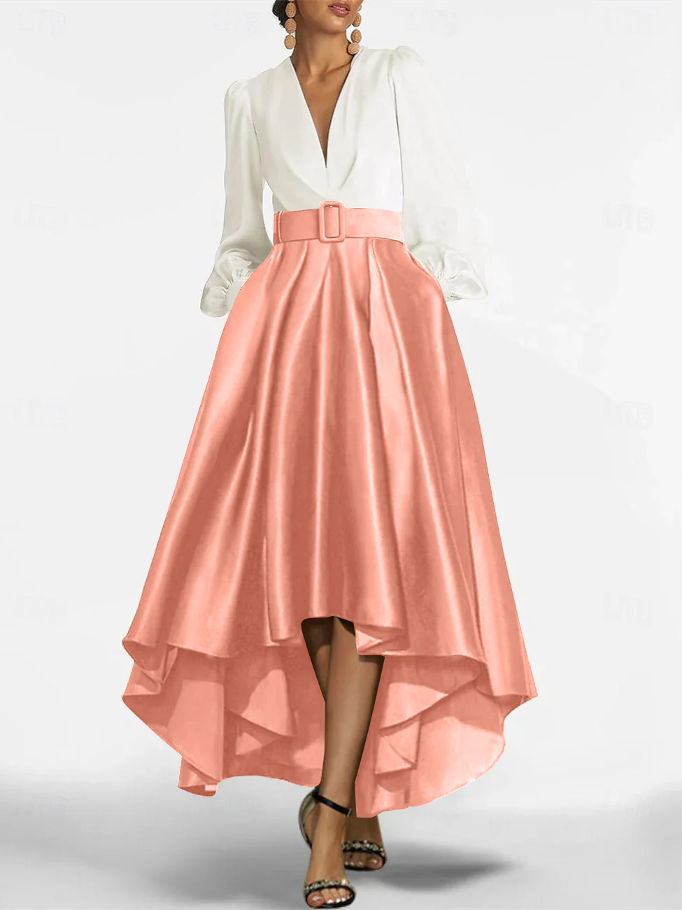 A-Line/Princess V-Neck Asymmetrical Mother Of The Bride Dresses With Belt - Image 19