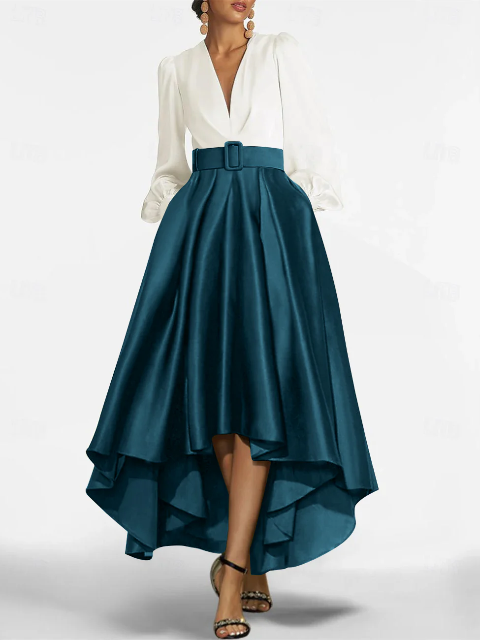 A-Line/Princess V-Neck Asymmetrical Mother Of The Bride Dresses With Belt - Image 34