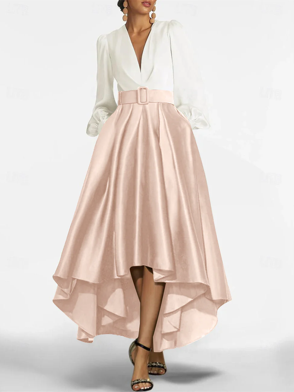 A-Line/Princess V-Neck Asymmetrical Mother Of The Bride Dresses With Belt - Image 47
