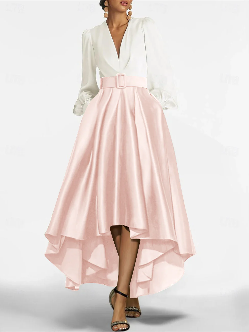 A-Line/Princess V-Neck Asymmetrical Mother Of The Bride Dresses With Belt - Image 48