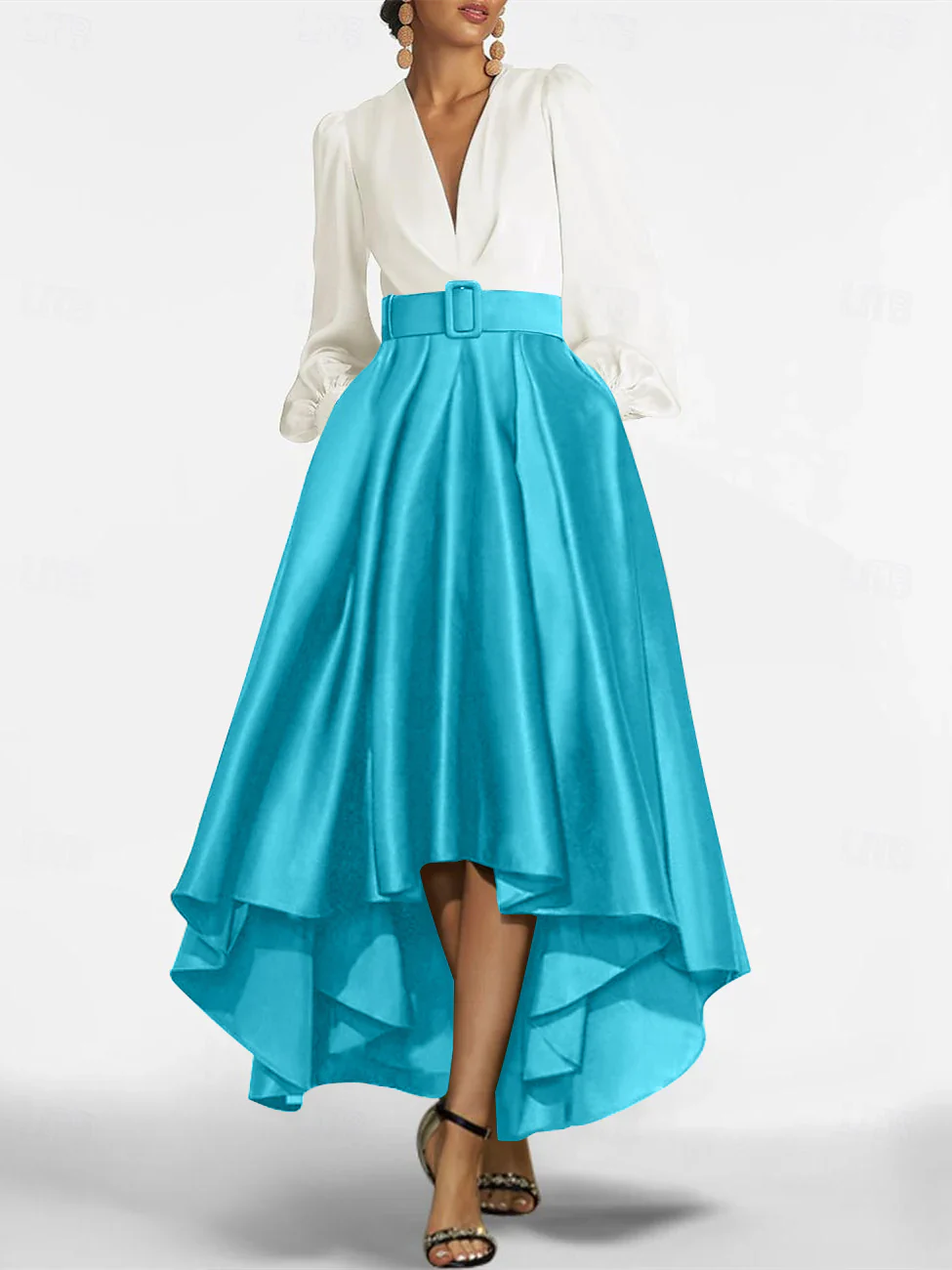 A-Line/Princess V-Neck Asymmetrical Mother Of The Bride Dresses With Belt - Image 51