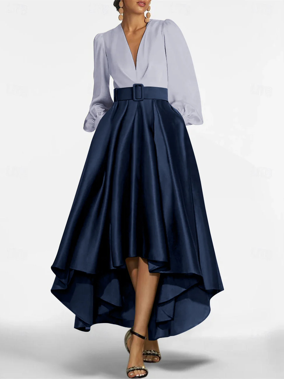 A-Line/Princess V-Neck Asymmetrical Mother Of The Bride Dresses With Belt - Image 60