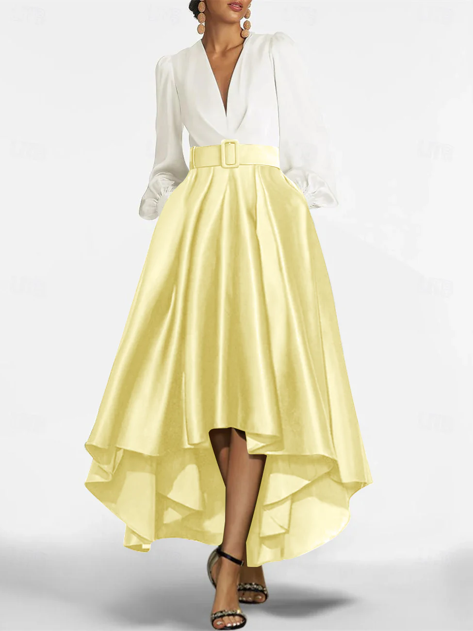 A-Line/Princess V-Neck Asymmetrical Mother Of The Bride Dresses With Belt - Image 64
