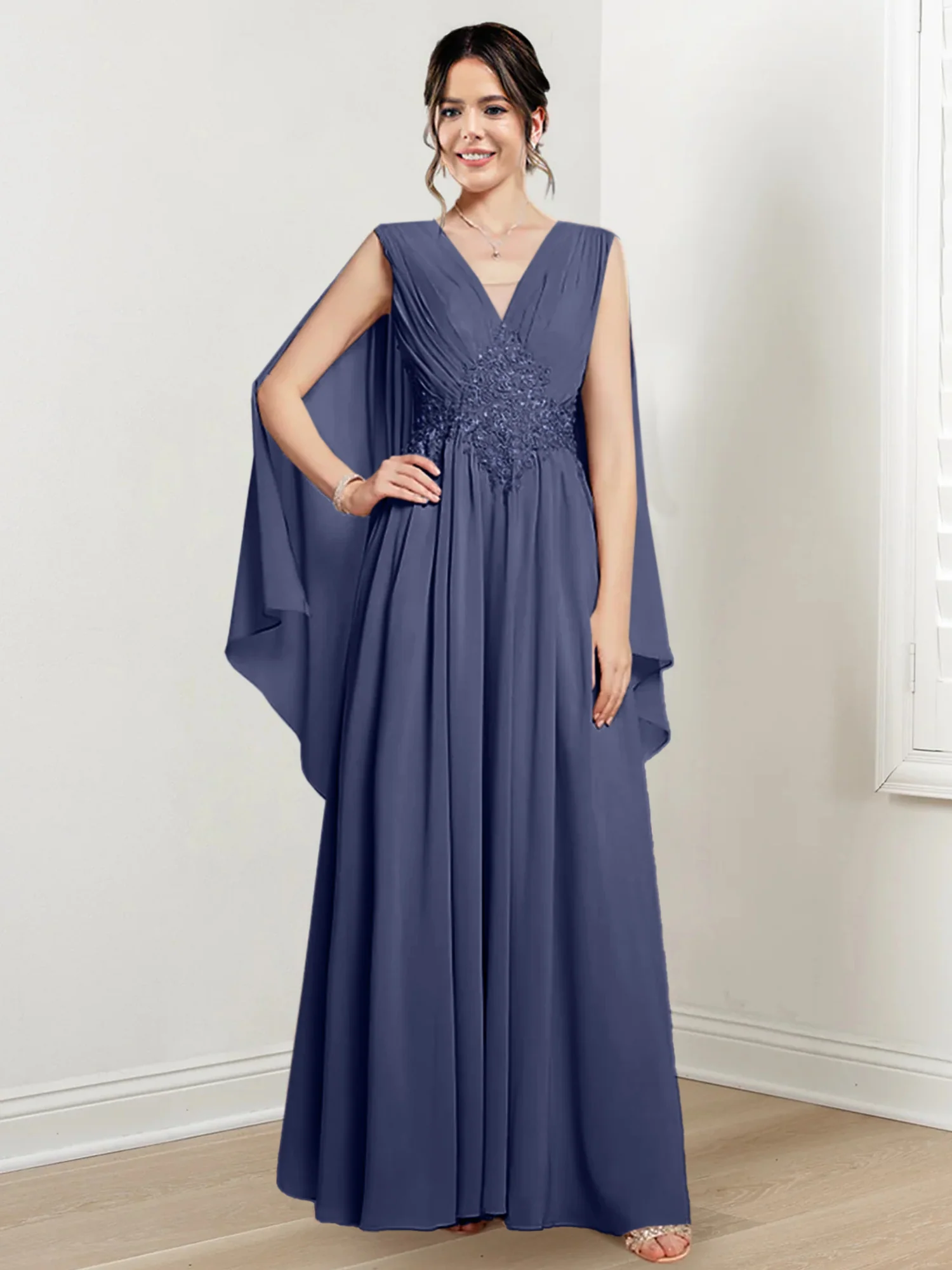 A-Line/Princess V-Neck Floor-Length Mother of the Bride Dresses - Image 68