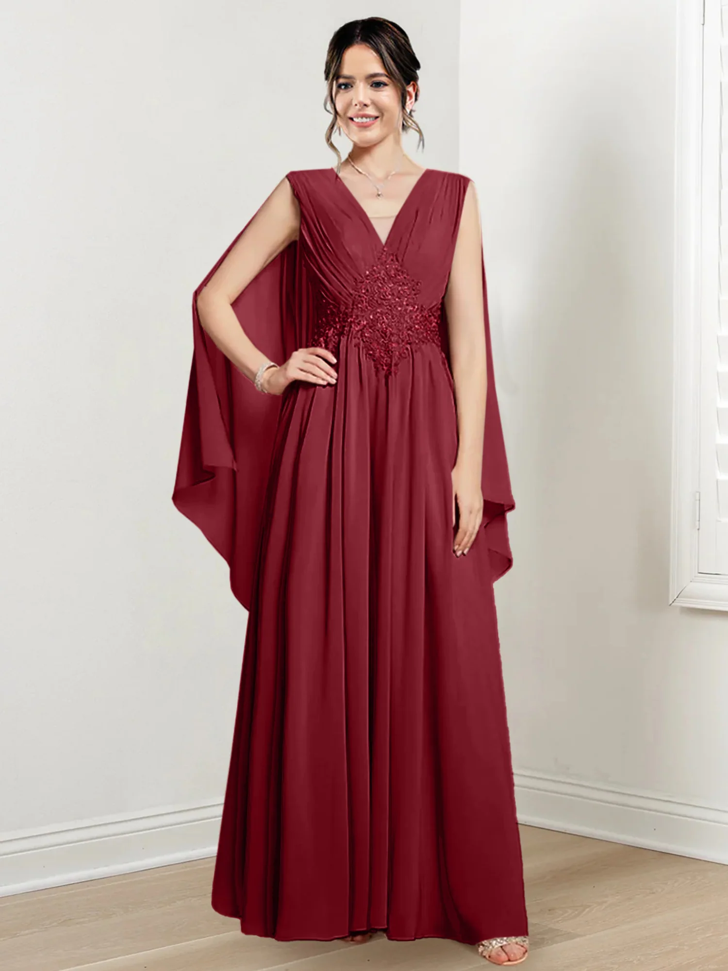 A-Line/Princess V-Neck Floor-Length Mother of the Bride Dresses - Image 73